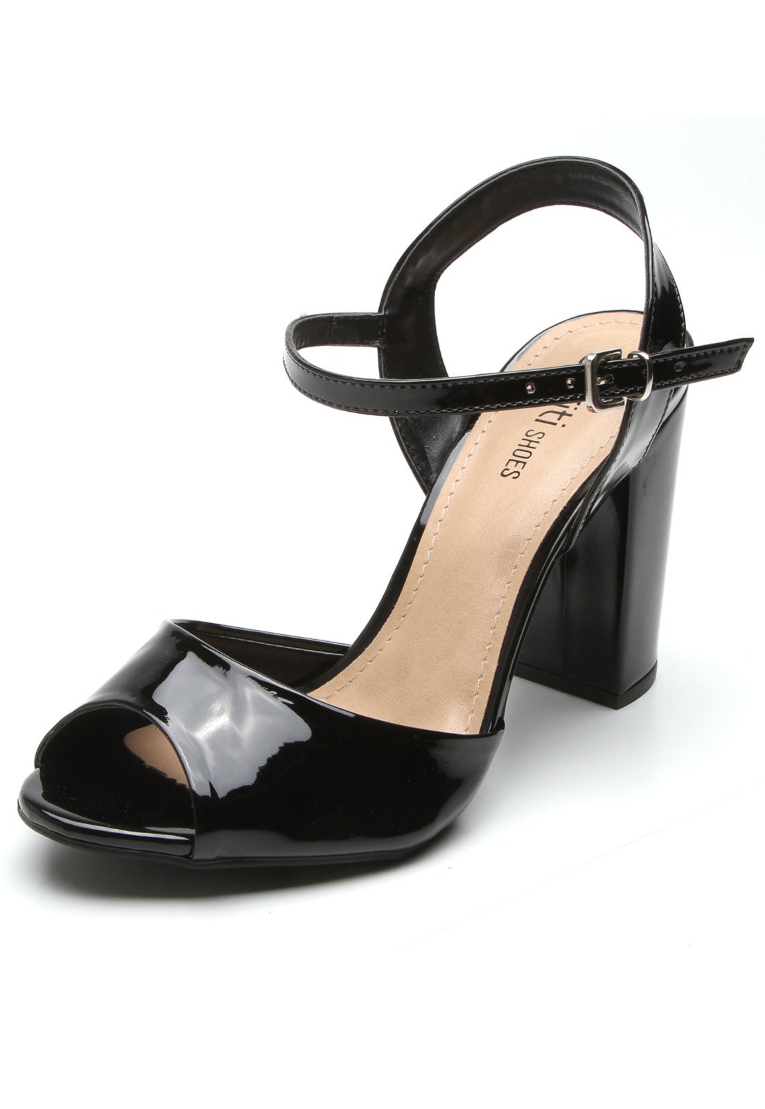 Sandália DAFITI SHOES Salto Grosso Preto - Compre Agora