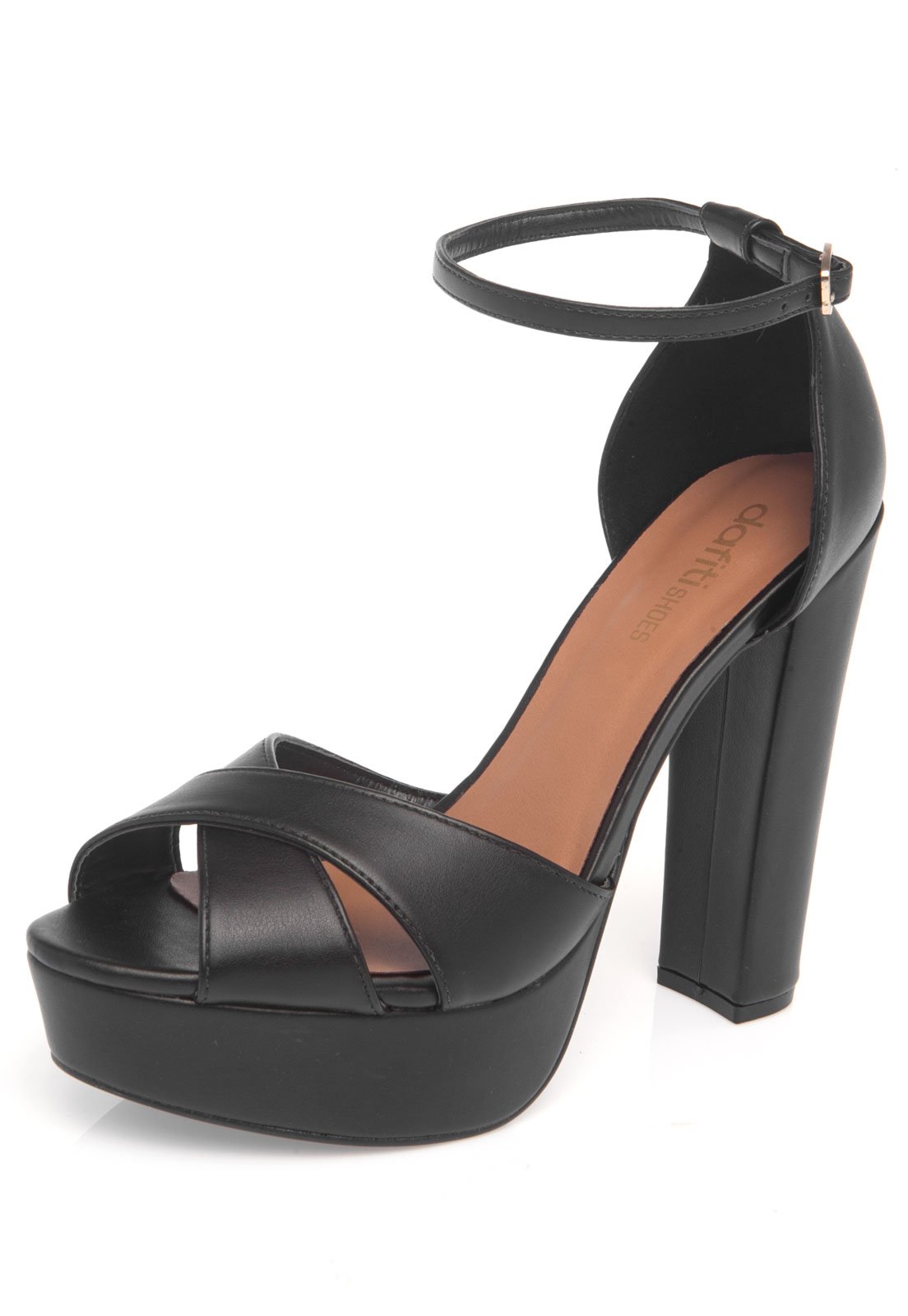 Sandália DAFITI SHOES Salto Grosso Preto - Compre Agora