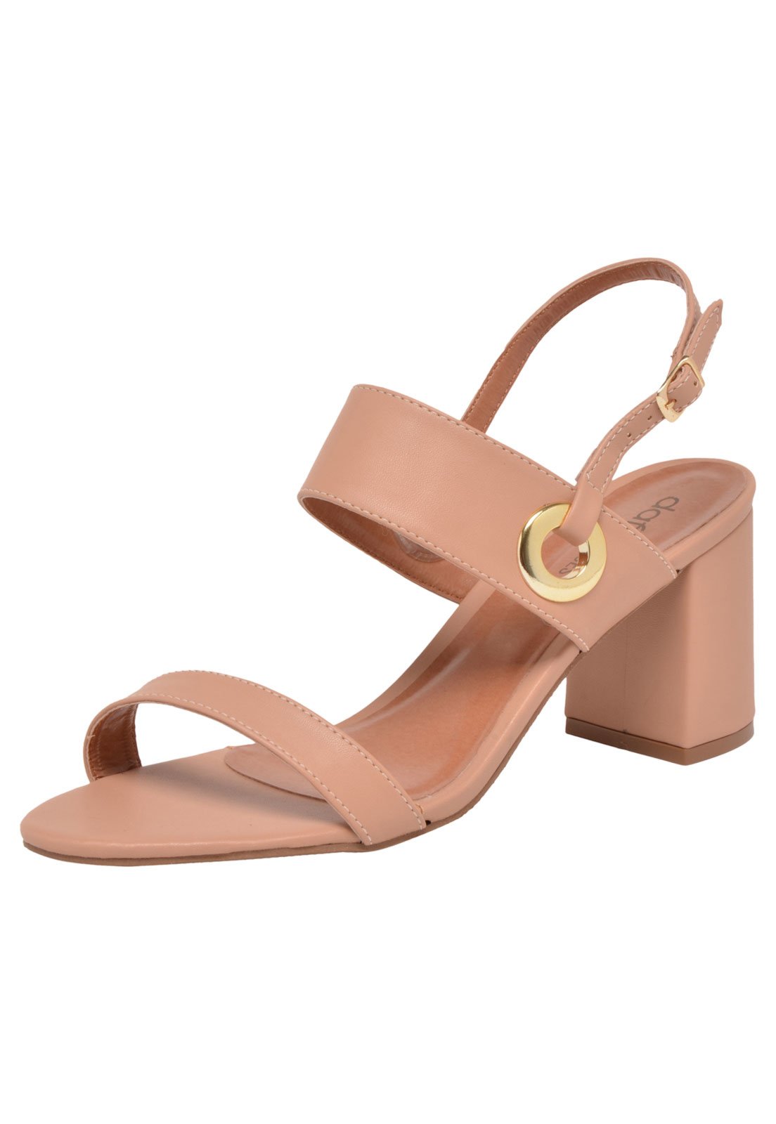 Sandália DAFITI SHOES Salto Grosso Nude - Compre Agora