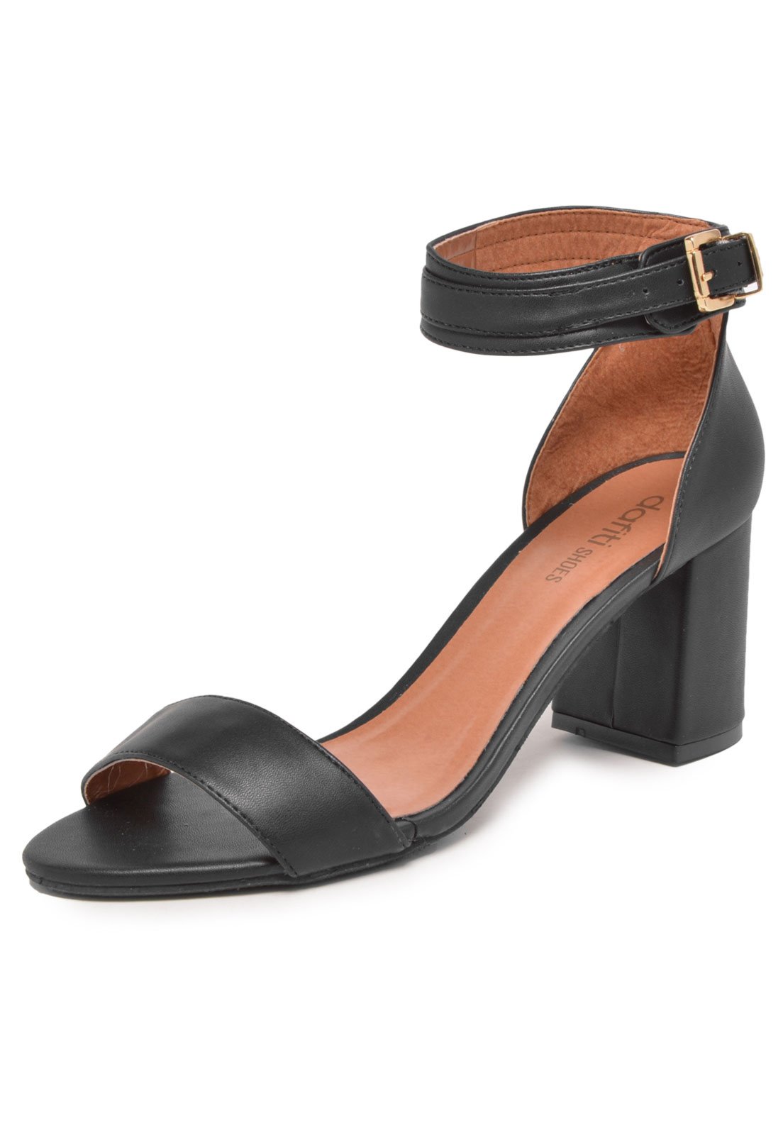 Sandália DAFITI SHOES Salto Grosso Preto - Compre Agora