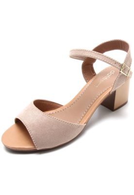 Sandália DAFITI SHOES Salto Grosso Bege - Compre Agora