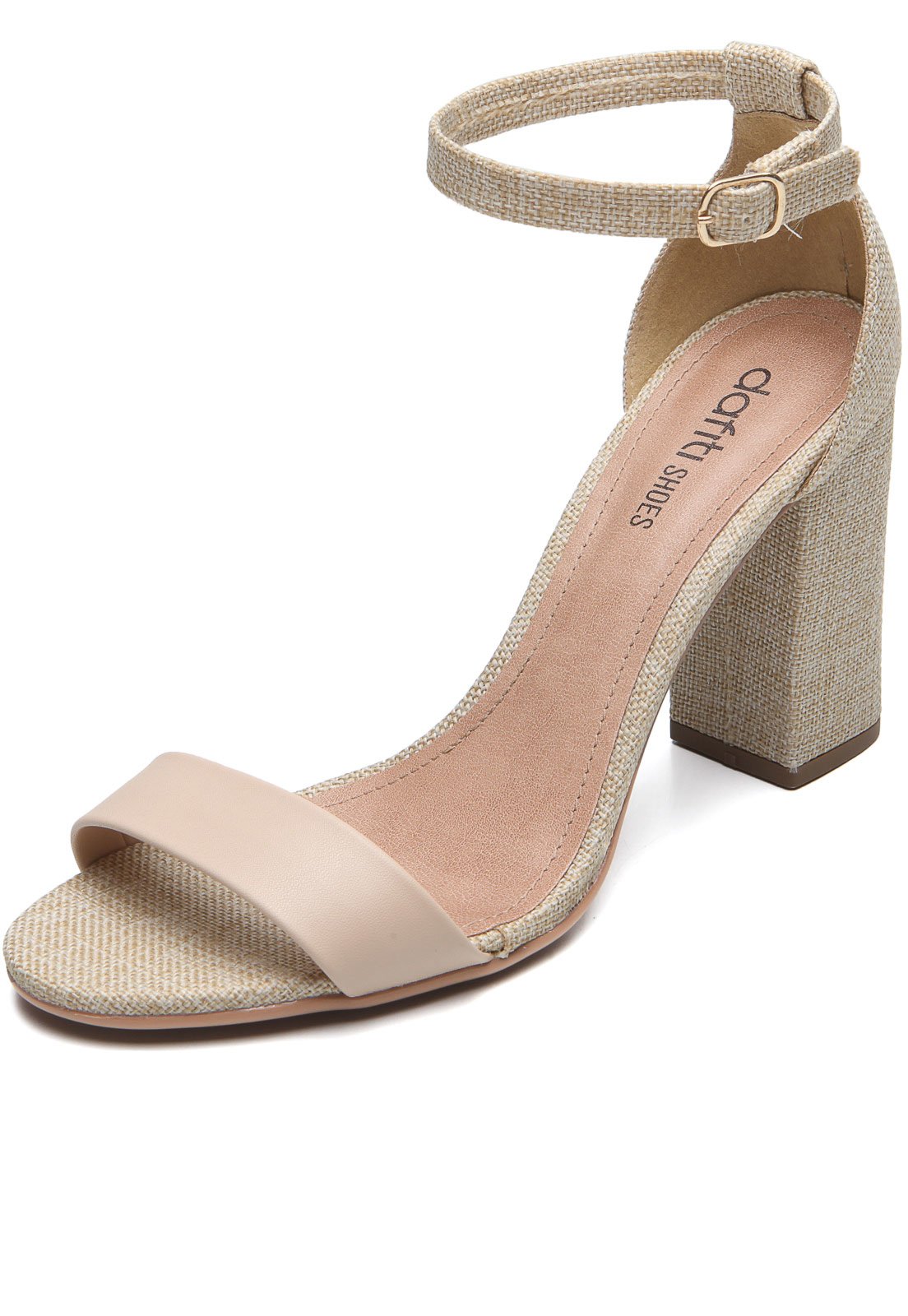 Sandália DAFITI SHOES Salto Grosso Nude - Compre Agora