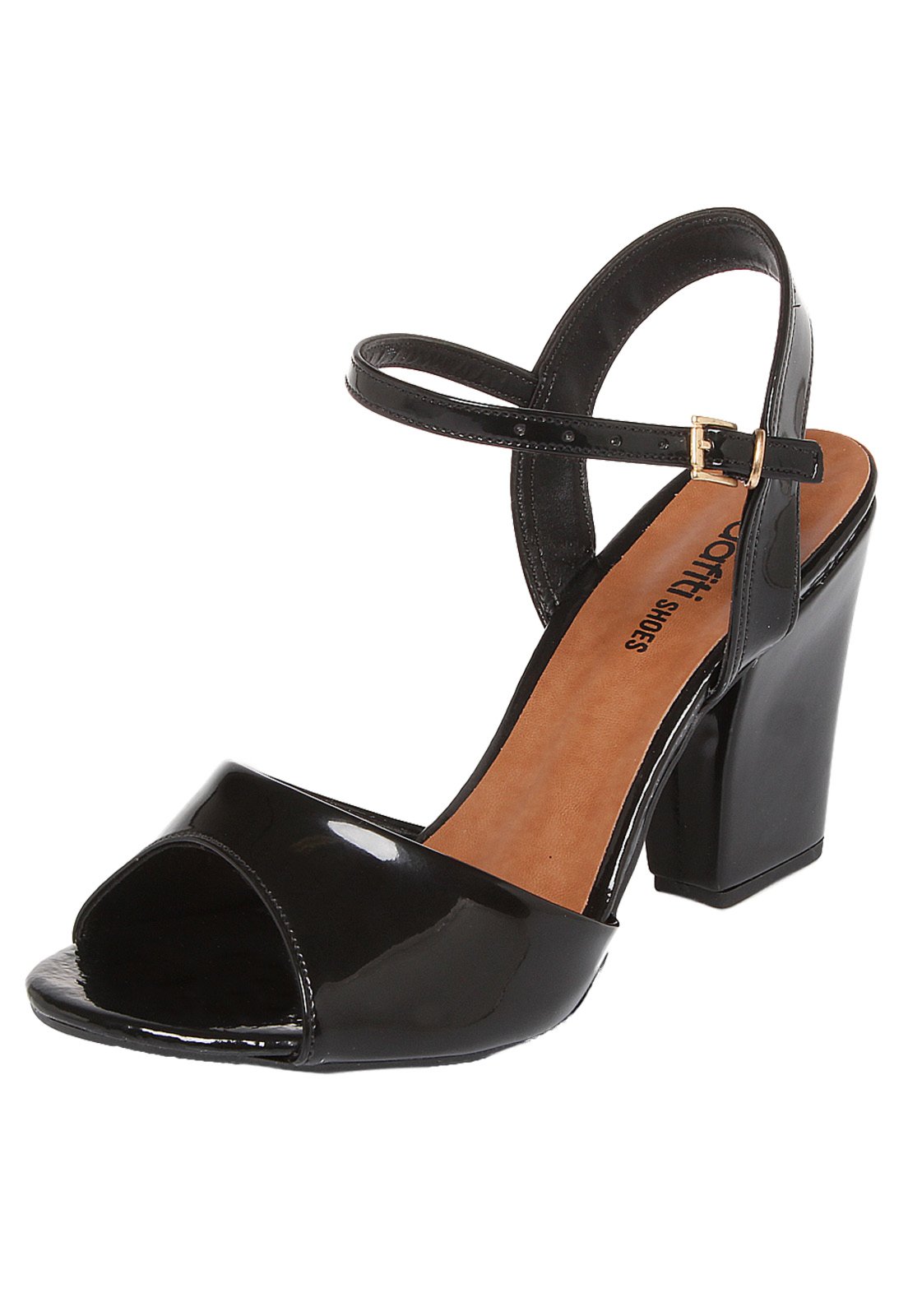 Sandália DAFITI SHOES Salto Grosso Preta - Compre Agora