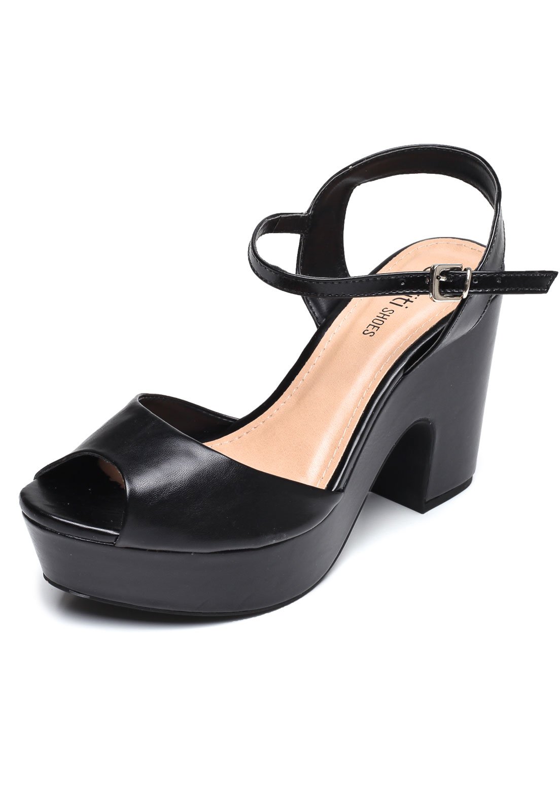 Sandália DAFITI SHOES Salto Grosso Preto - Compre Agora