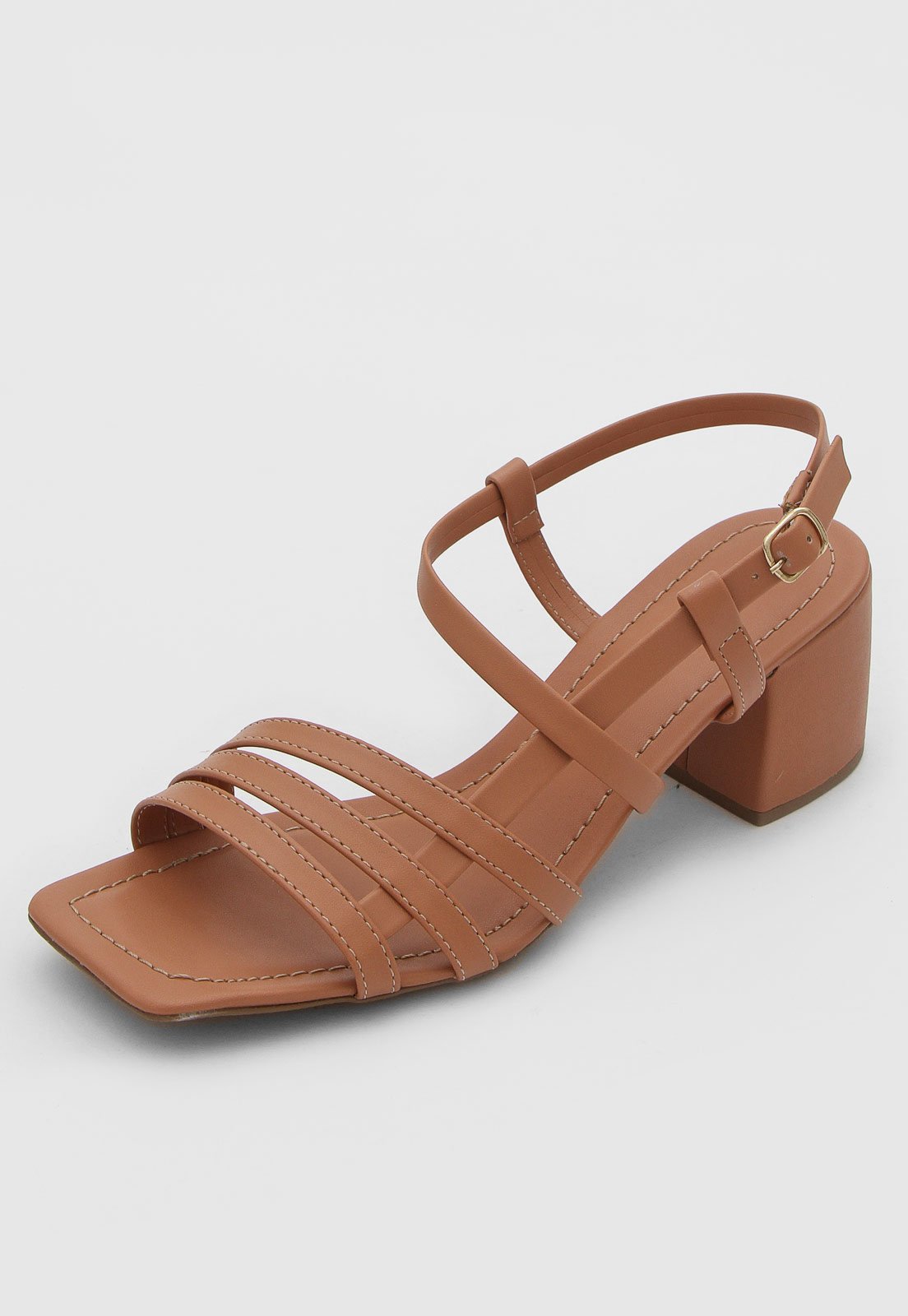 Sandália DAFITI SHOES Salto Grosso Nude - Compre Agora