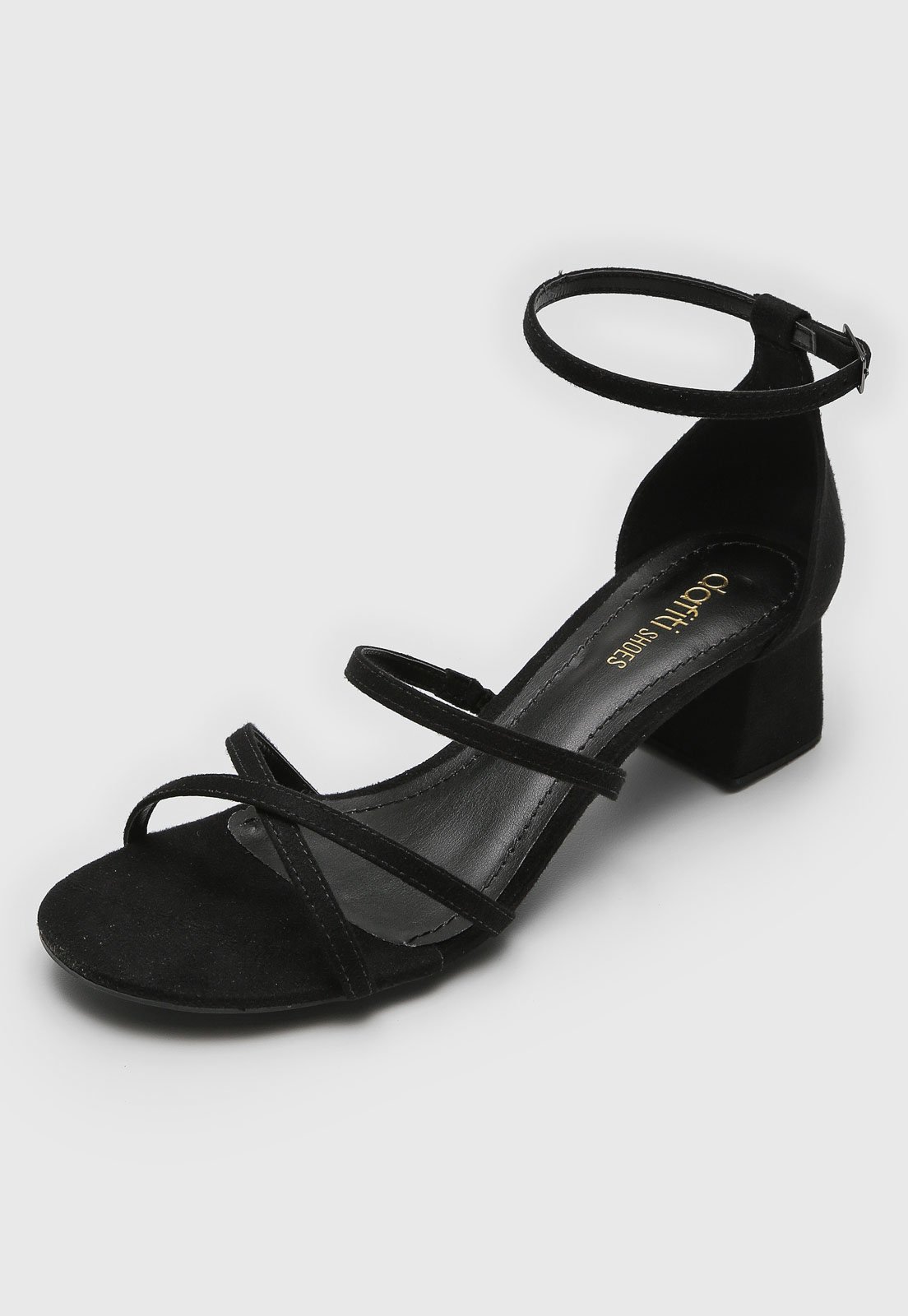 Sandália DAFITI SHOES Salto Grosso Preto - Compre Agora