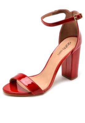 sandalias vermelhas salto grosso