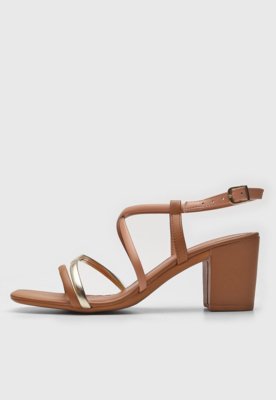 Sandália Salto Grosso DAFITI SHOES Bege - Compre Agora