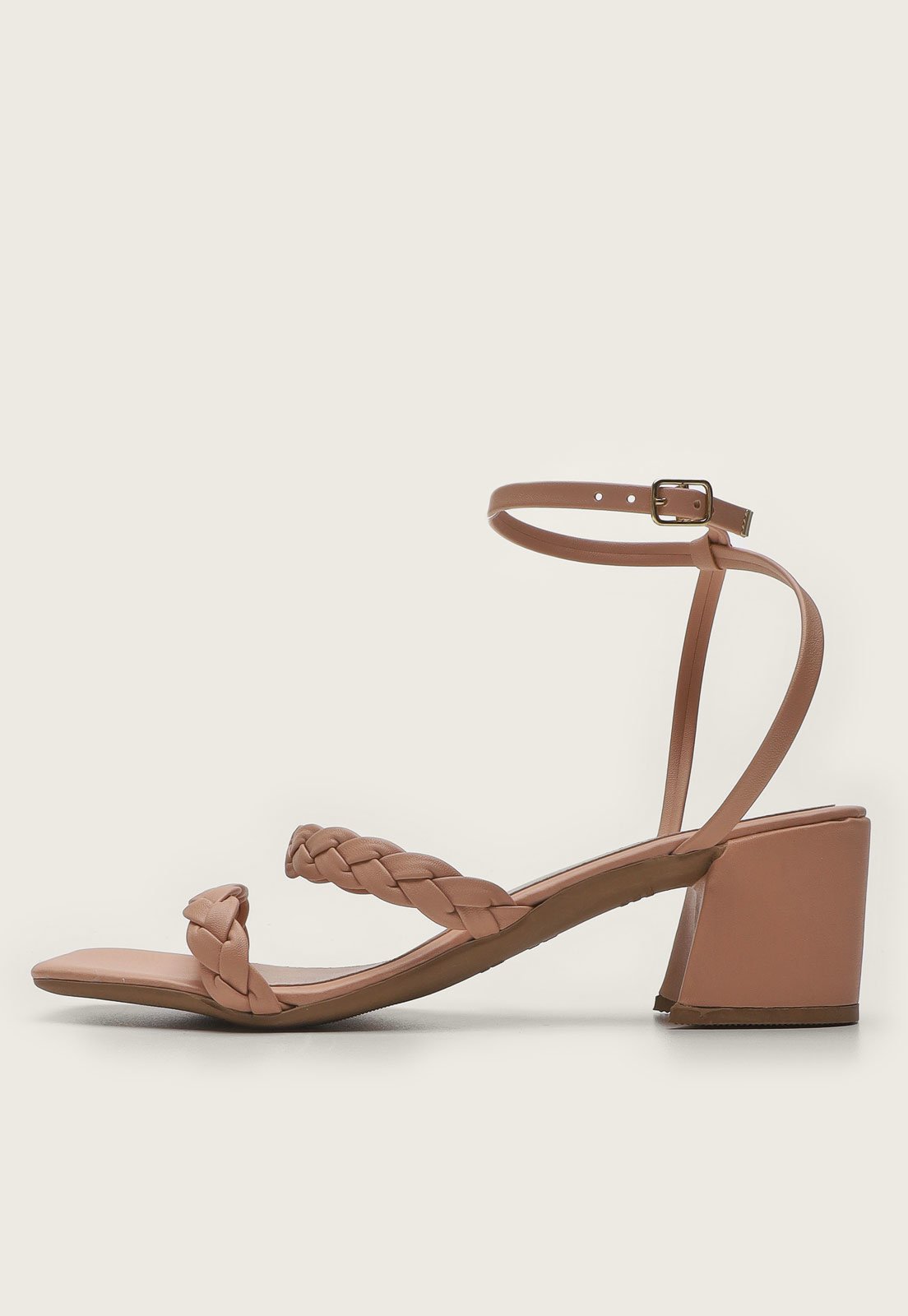 Sandália DAFITI SHOES Salto Grosso Nude - Compre Agora