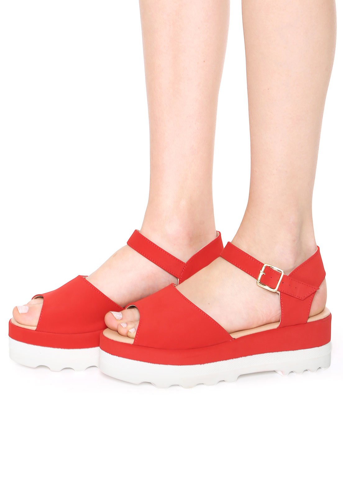 sandalia flatform vermelha