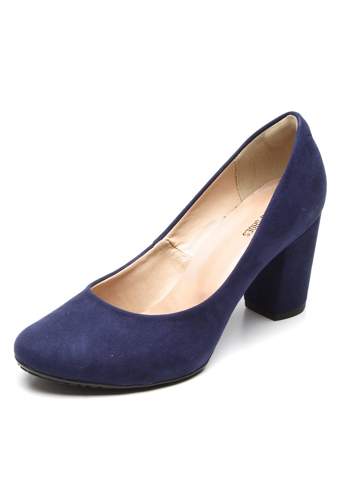scarpin azul salto grosso