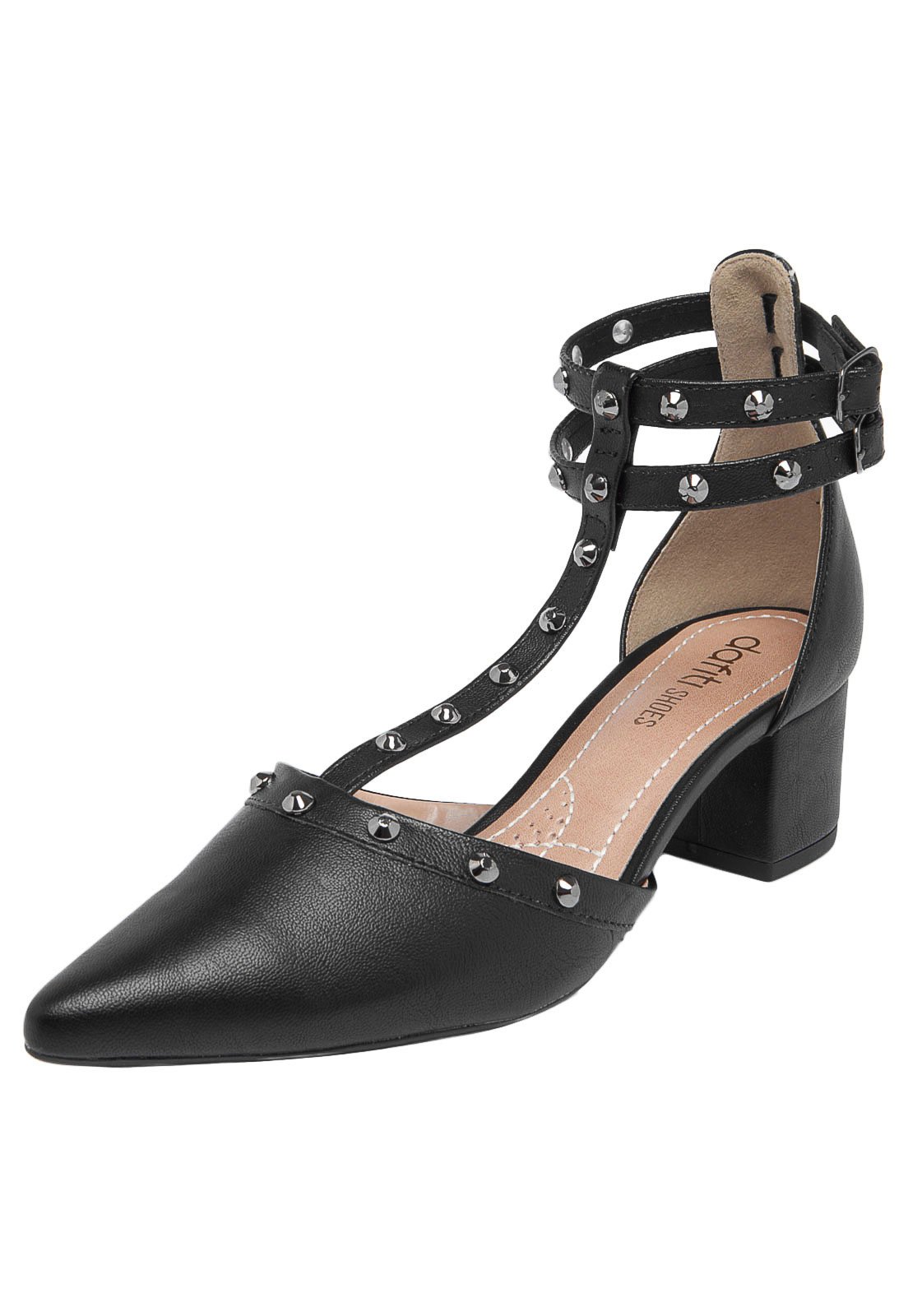 sandalia scarpin com tachinhas
