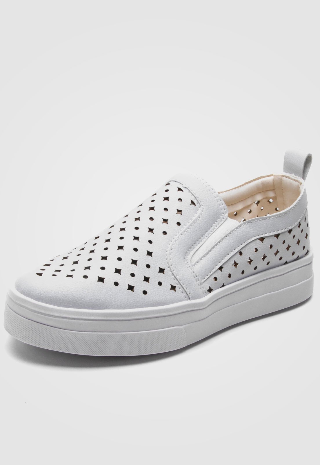 Slip On DAFITI SHOES Lasercut Branco - Compre Agora