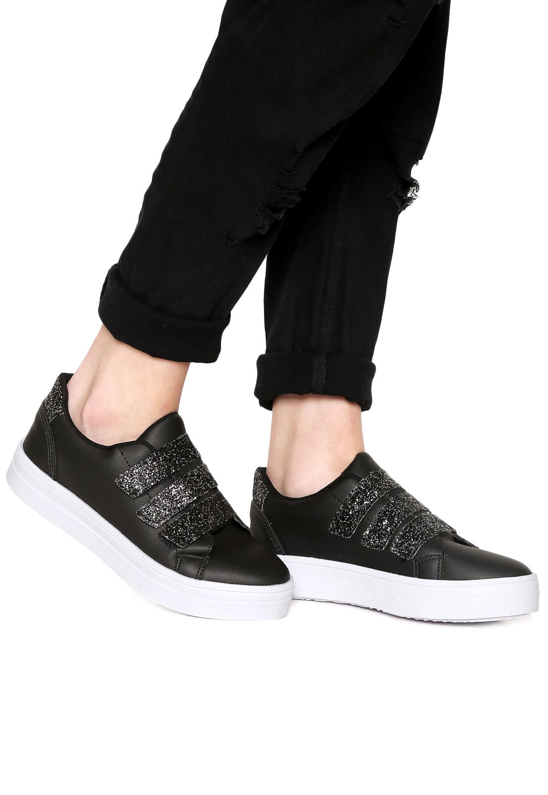 Casual Tênis DAFITI SHOES Glitter Preto - Compre Agora