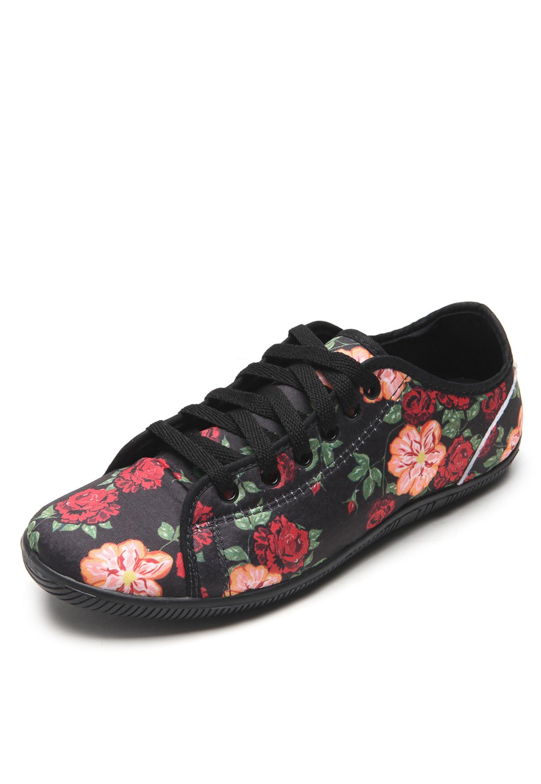 Casual Tênis DAFITI SHOES Floral Preto - Compre Agora