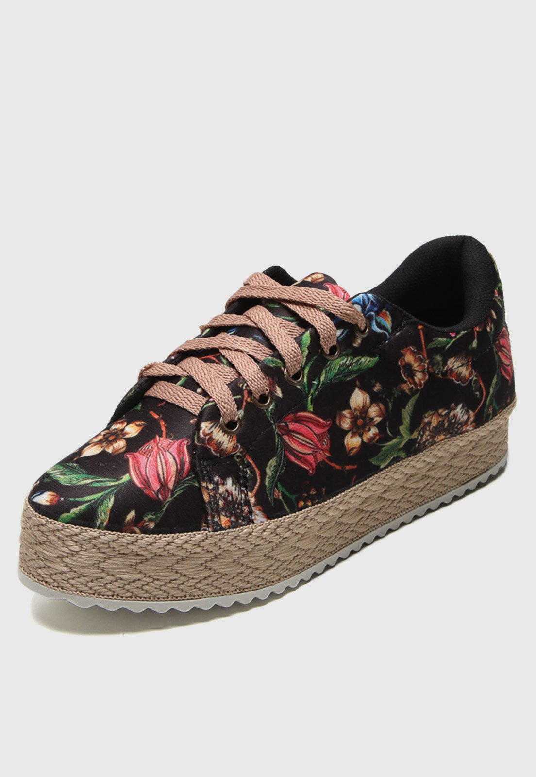 Casual Tênis DAFITI SHOES Floral Preto - Compre Agora