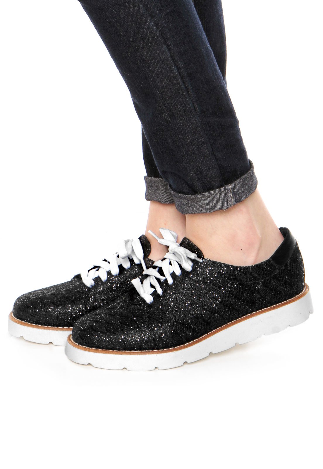 Casual Tênis DAFITI SHOES Glitter Preto - Compre Agora