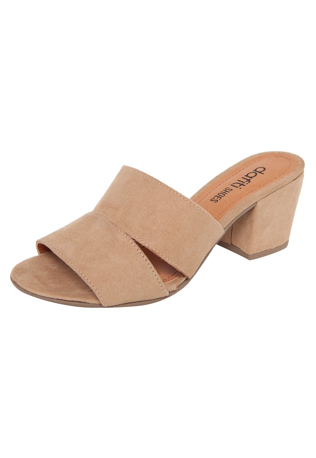 Sandália DAFITI SHOES Salto Grosso Bege - Compre Agora