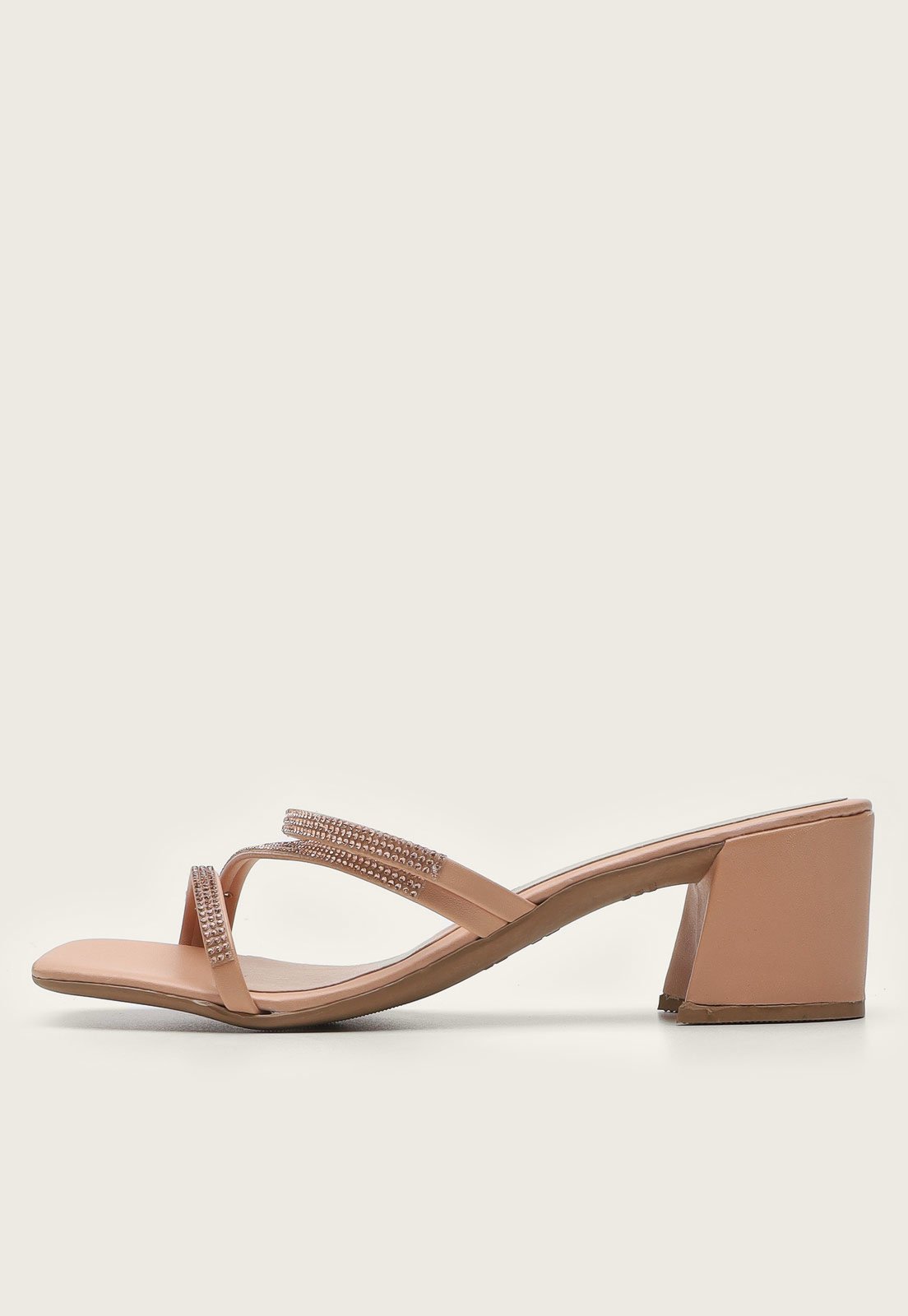 Tamanco Dafiti Shoes Pedraria Nude Compre Agora Dafiti Brasil
