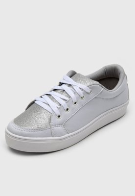 Tênis DAFITI SHOES Cano Curto Branco/Prata Menor preço em Tênis DAFITI SHOES Cano Curto Branco/Prata