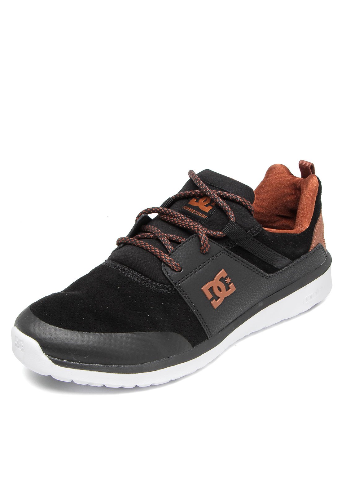 T nis Couro DC Shoes Heathrow Prestige Preto Caramelo Compre