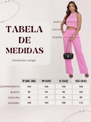Conjunto Cropped Com Renda e Calça Pantalona Rosa