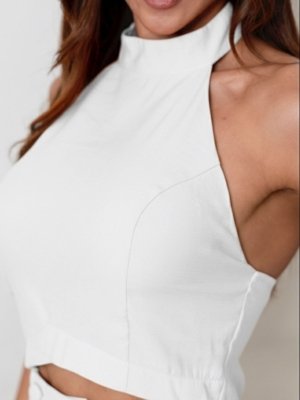 Conjunto Divina Gata Cropped e Calça - Branco