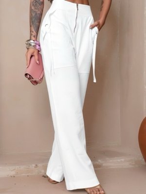 Conjunto Divina Gata Cropped e Calça - Branco