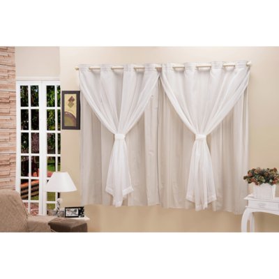 Cortina DOURADOS ENXOVAIS Blackout PVC c/ Voil Bege Corta Luz 2,80m X 1,60m Menor preço em Cortina DOURADOS ENXOVAIS Blackout PVC c/ Voil Bege Corta Luz 2,80m X 1,60m
