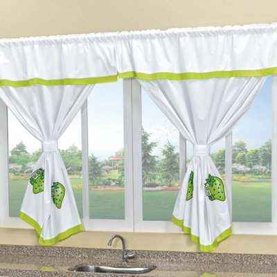 Cortina DOURADOS ENXOVAIS Cozinha Morango Verde 2,00X1,50M Menor preço em Cortina DOURADOS ENXOVAIS Cozinha Morango Verde 2,00X1,50M