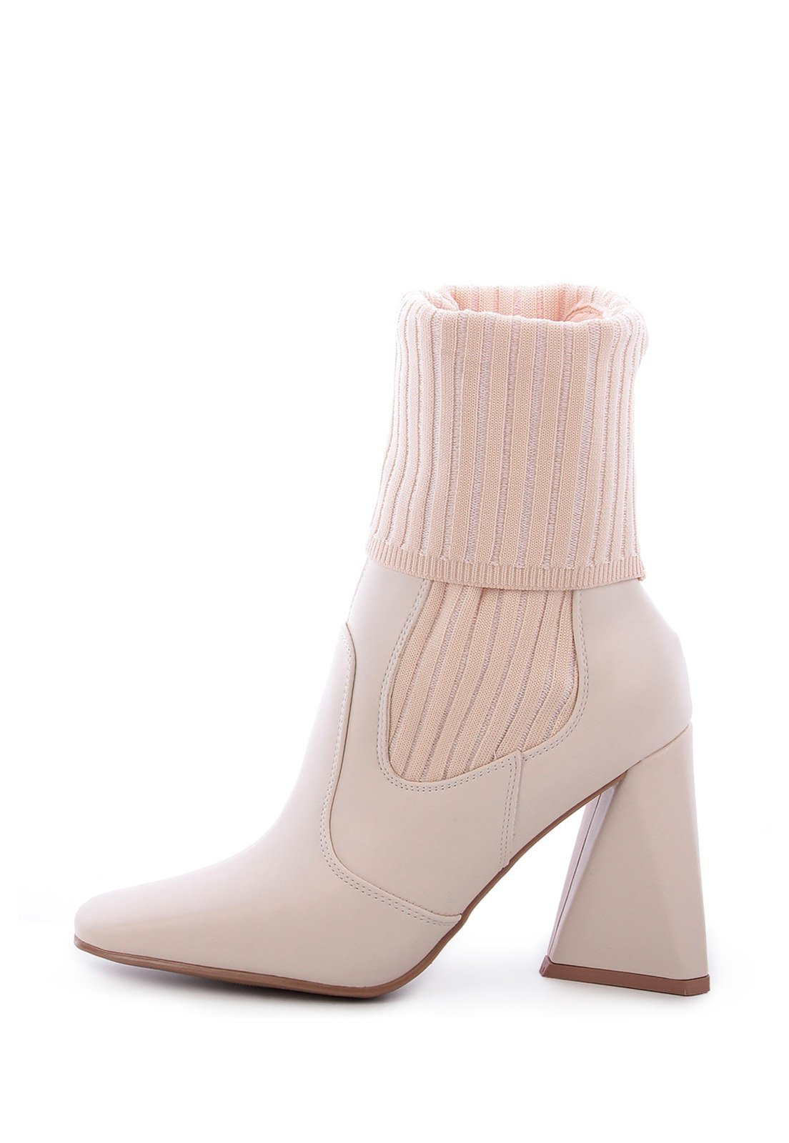 bota meia salto triângulo damannu shoes jade off white compre agora