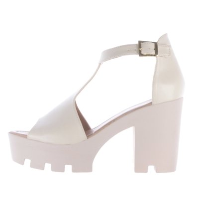 Sandália Damannu Shoes Block Creme Menor preço em Sandália Damannu Shoes Block Creme