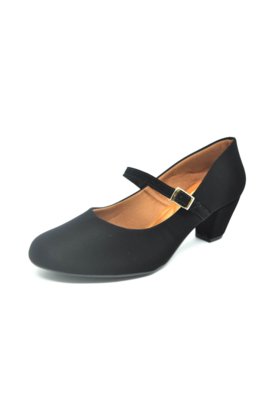 Scarpin Salto Boneca Dani K Nobuck Preto Menor preço em Scarpin Salto Boneca Dani K Nobuck Preto