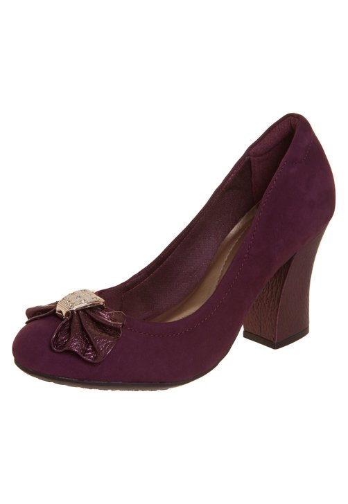 Scarpin Dayflex Salto Grosso com Metal Roxo - Compre Agora