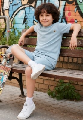 Conjunto Infantil Shorts e Blusa Moletinho Daze Modas Azul