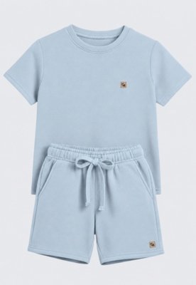 Conjunto Infantil Shorts e Blusa Moletinho Daze Modas Azul