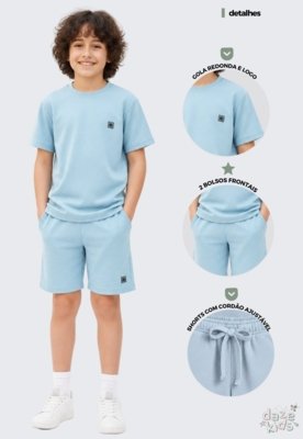 Conjunto Infantil Shorts e Blusa Moletinho Daze Modas Azul