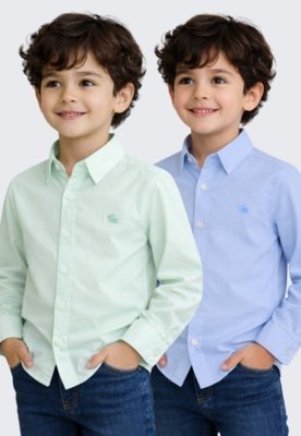 Kit 2 Camisa Social Infantil Menino Daze Modas Azul e Verde