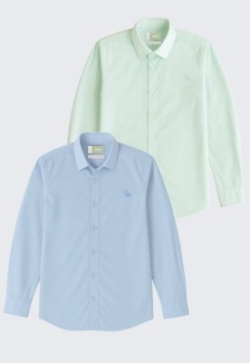 Kit 2 Camisa Social Infantil Menino Daze Modas Azul e Verde