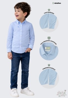 Kit 2 Camisa Social Infantil Menino Daze Modas Azul e Verde