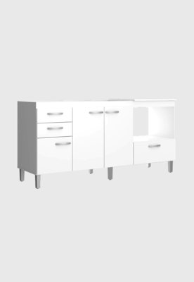 Balcão Multiuso De Cozinha 3 Portas 3 Gavetas Lev Decibal Moveis Branco - Compre Agora | Dafiti Brasil