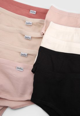 Kit 10pçs Calcinha DelRio Caleçon Cotton Rosa