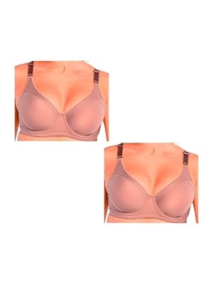 Kit com 2 Sutiãs com Aro e sem Bojo Support Control Demillus 64905 Taça C Bege