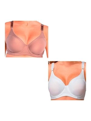 Kit com 2 Sutiãs com Aro e sem Bojo Support Control Demillus 64905 Taça C Branco