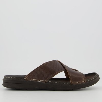 Chinelo Democrata Slide Transpassado Lazy Marrom