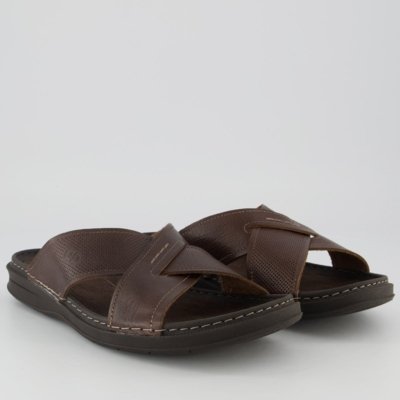 Chinelo Democrata Slide Transpassado Lazy Marrom