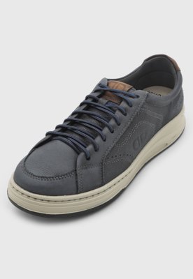 Tênis Masculino Democrata Step Couro Azul