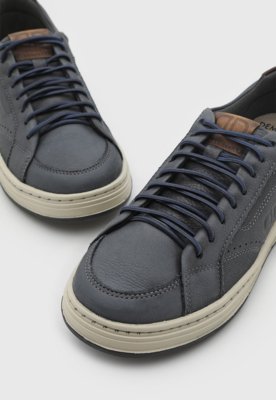 Tênis Masculino Democrata Step Couro Azul