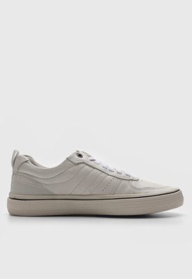 Tênis de Couro Democrata Recortes Off-White
