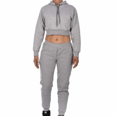 Conjunto Moletom Básico Cropped Dexshoes Cinza Menor preço em Conjunto Moletom Básico Cropped Dexshoes Cinza